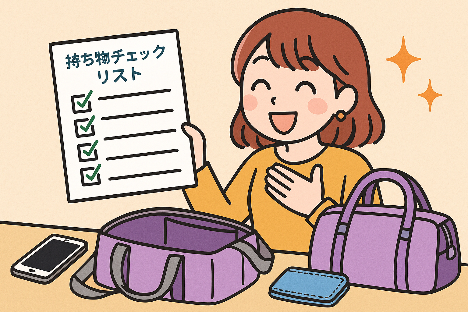 キャリーケースに推しグッズを詰めた遠征準備中の女子のイラスト