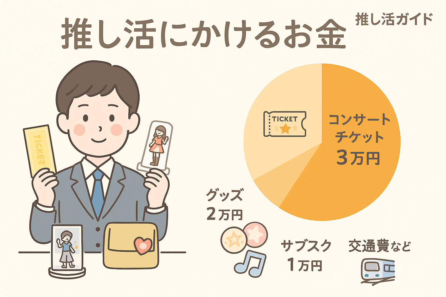 推し活にかかるお金の内訳｜コンサート3万・グッズ2万・サブスク1万